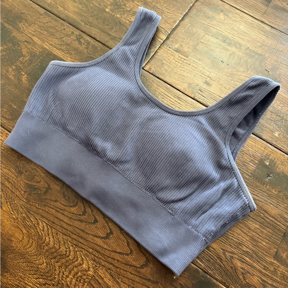 aerie Other - Aerie Coastal Blue Ribbed Sports Bra Bralette Size L